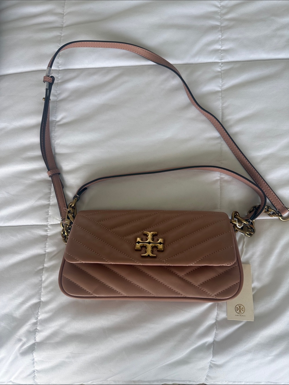 Tory Burch Quilted Leather Crossbody Bag in Dusty Rose with Gold Hardware